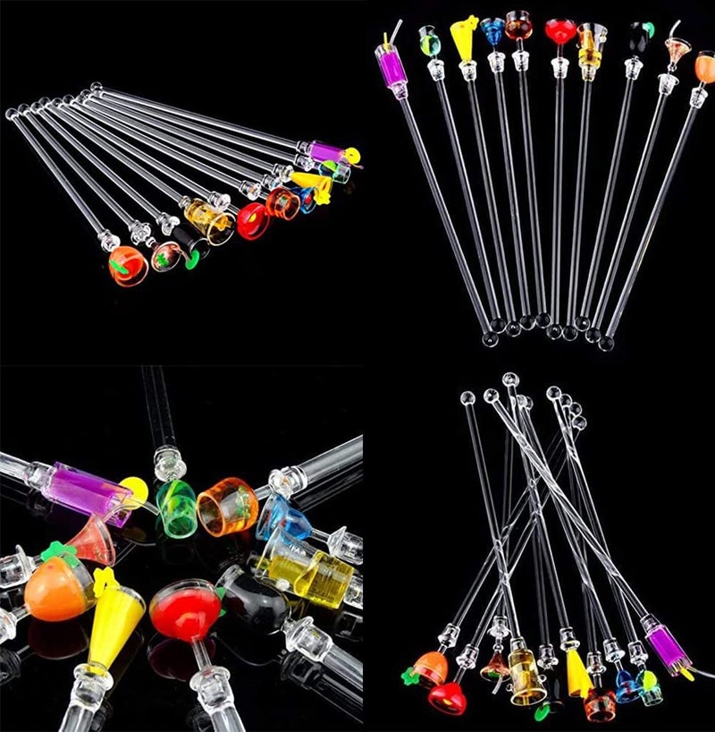 PDFans Cocktail Mixing Spoon, Cup Acrylic Mixer Bar puddler Swizzle stick Sticks 10 pcs - Image 5